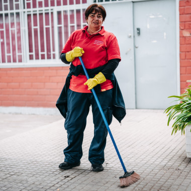 Trabajando en el campus.