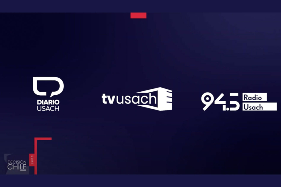 Afiche especial de Diario, Radio y TV Usach para elecciones 2025, en donde aparece los logos de cada uno de nuestros medios informativos.