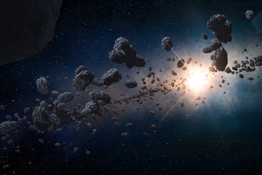 Asteroids and debris orbiting a distant star.