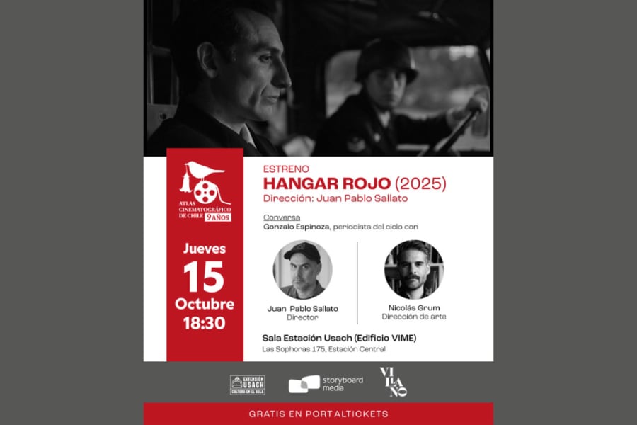 La imagen muestra el afiche de la actividad cultural. Aparece una fotografía de la película y la información está en un fondo blanco con letras y huinchas en tono rojo.
